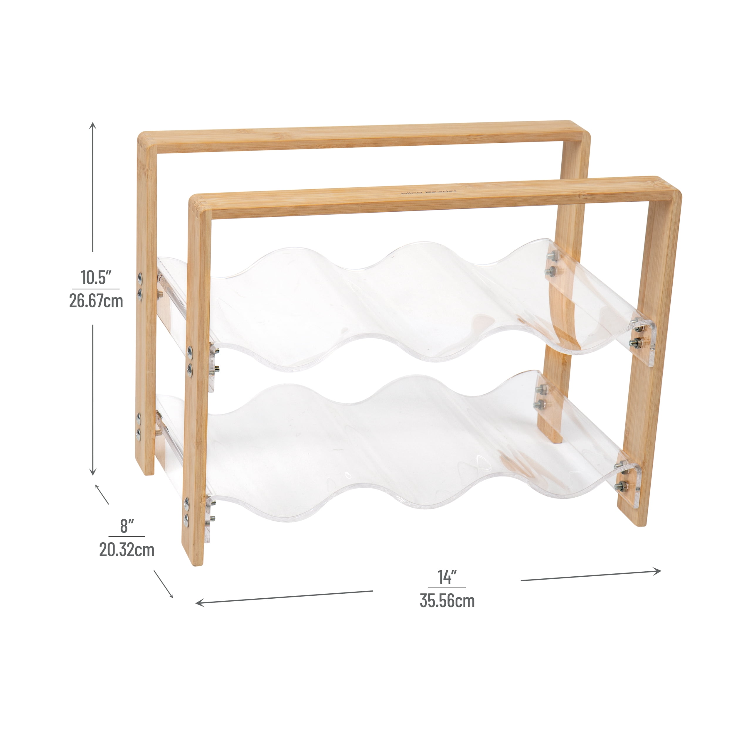 Mind Reader Modern Collection, Wine Rack, 6 Bottle Capacity, Serveware, Countertop Organizer, Rayon from Bamboo and Acrylic, Brown