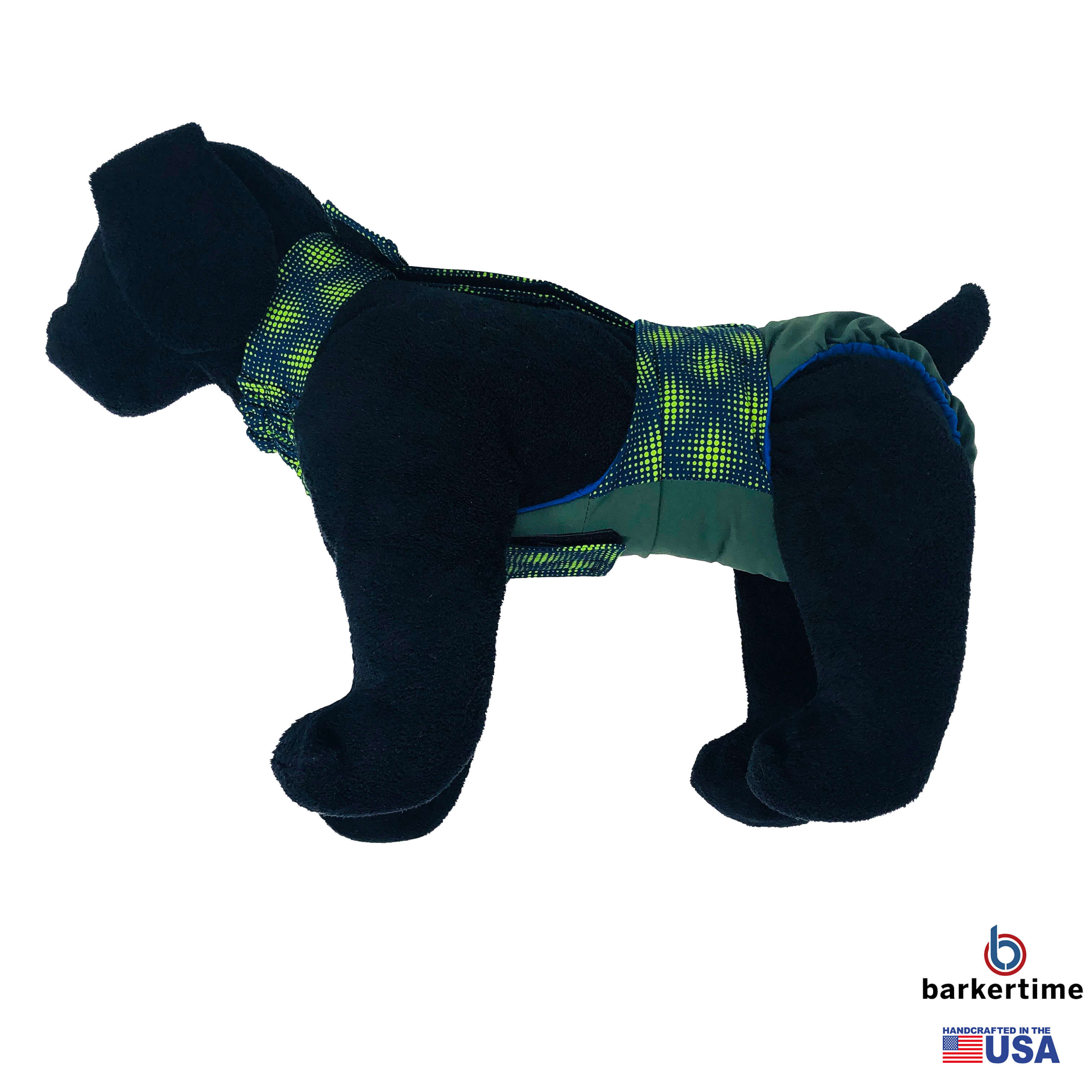 Barkertime Green Dots on Green Dog Diaper Overall
