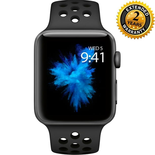 Apple Watch Nike Series 3 38mm Smartwatch Gps Only Space Gray Aluminum Case Anthracite Black Nike Sport Band Band With 2 Year Extended Warranty Walmart Com Walmart Com