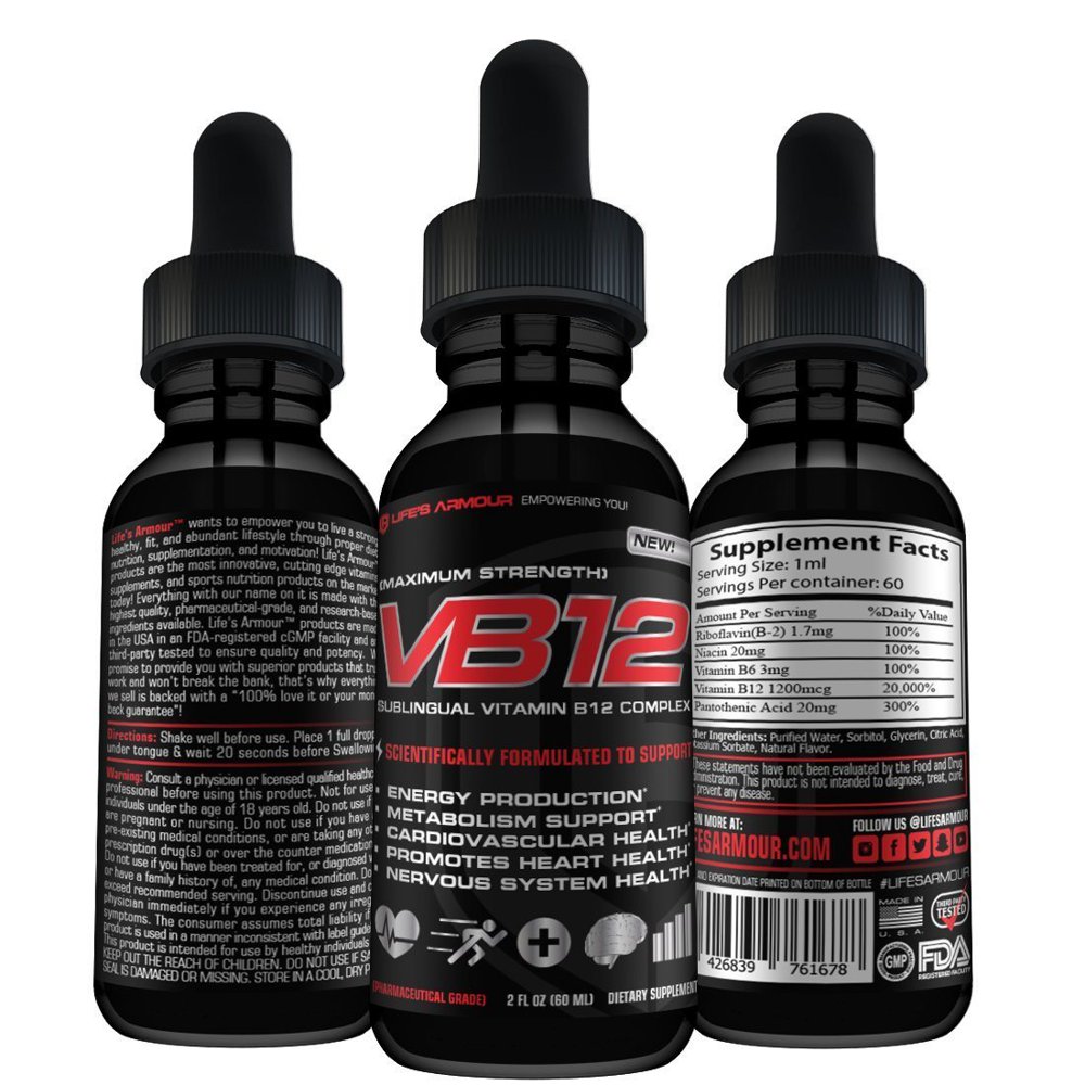 VB12™ by Life’s Armour™ High Potency Vitamin B12 & B Complex Supplement 60 Servings Walmart