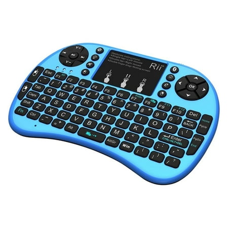 Rii i8+ BT Mini Wireless Bluetooth Backlight Touchpad Keyboard with Mouse for PC/Mac/Android, Blue