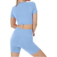 thumbnail image 4 of Borke Yoga Outfits for Women 2 Piece Set Tracksuit Seamless Short Sleeve Crop Top Workout Leggings Sportwear, 4 of 6