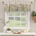 thumbnail image 2 of Spring Botanical Curtain Valances for Windows, Kitchen Valance Window Treatments Panel 2 Pack, Watercolor Floral Eucalyptus Leaves Beige Rod Pocket Short Curtains for Bathroom Bedroom 42 x 18 Inch, 2 of 8