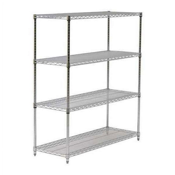 Wire Shelving Unit, 24"D x 48"W x 54"H, 4 Shelves, Chrome