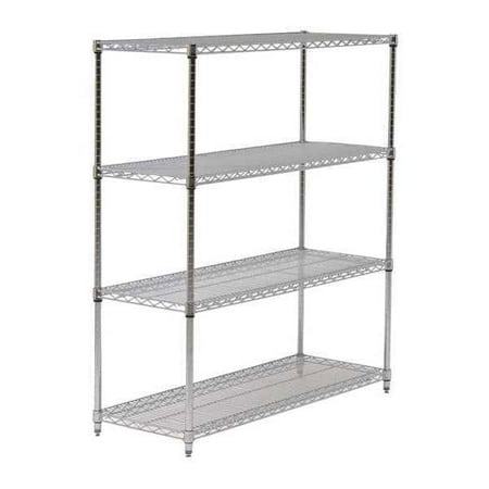 Wire Shelving Unit, 18"D x 48"W x 86"H, 4 Shelves, Chrome 45VX71