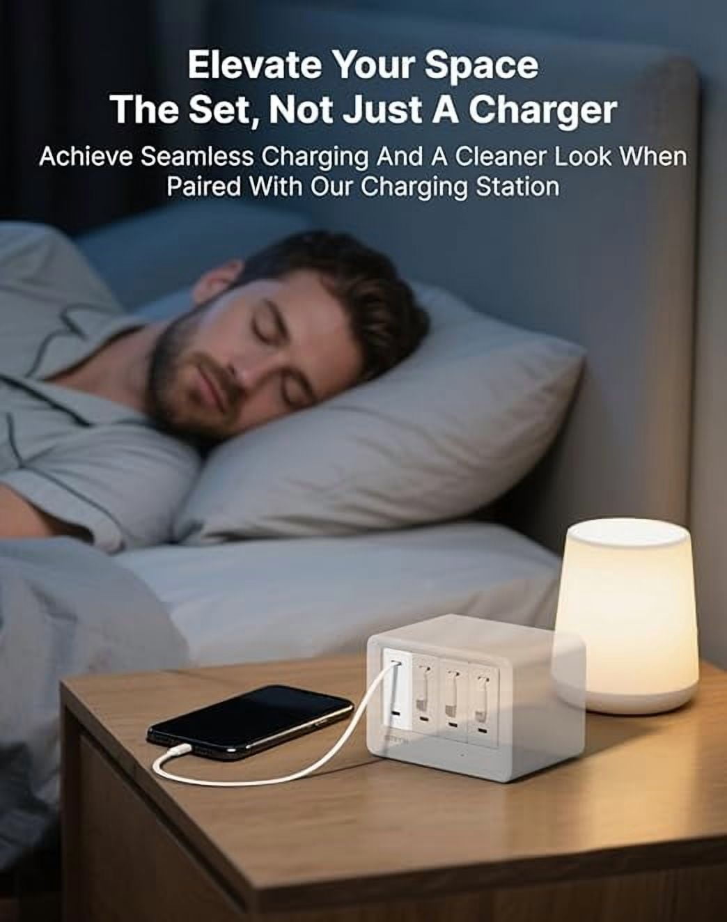 Gitryin Portable USB Phone Charger Block, Retractable Wall Charger with 33.5in Retractable Lightning Cable, 40W Fast Charging Block with USB C Port, Power Adapter with Foldable Plug for iPhone.