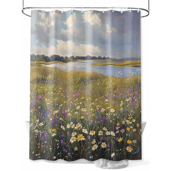 Fsddascl Spring Floral Shower Curtain Set - 72" x 78" Washable Bathtub Curtain with 12 Hooks, Farmhouse Botanical Modern Oil Painting Waterproof Fabric Stall Shower Curtains for Bathroom/Bathtub