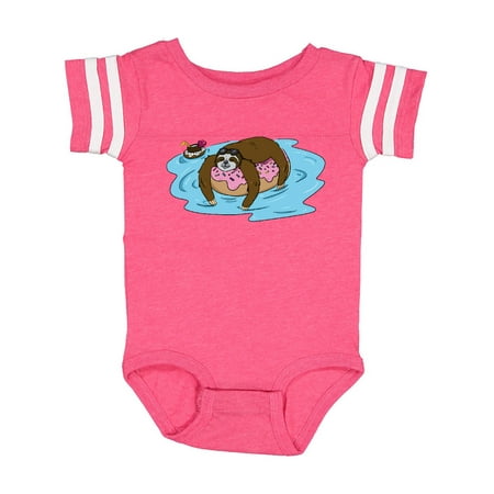 

Inktastic Relaxing Sloth On A Donut Float Gift Baby Boy or Baby Girl Bodysuit