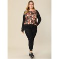 thumbnail image 2 of CamiseRaglán Con Estampado De Leopardo Cuello Redondo PaMujer Rojo Naran3XL, 2 of 6