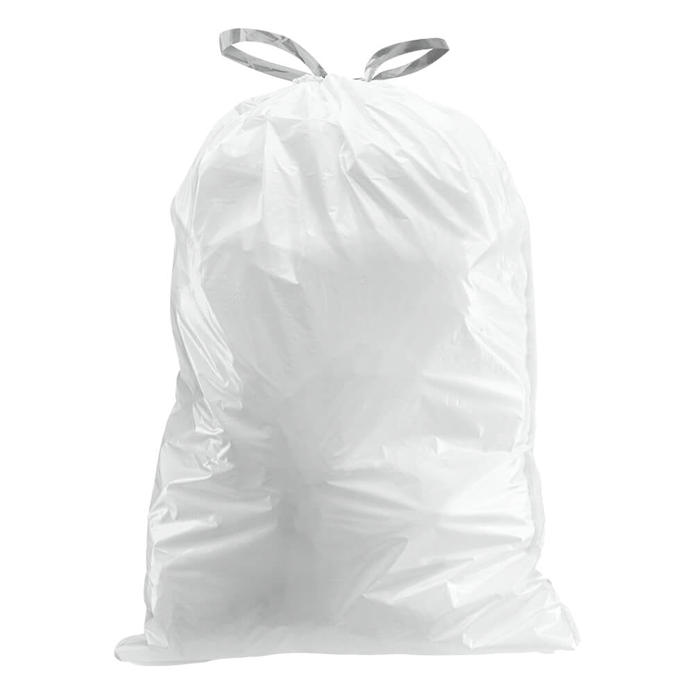 Plasticplace Custom Fit Trash Bags, Compatible with simplehuman Code U (200 Count) White Drawstring Garbage Liners 14.5-21 Gallon/ 55-80 Liter 26.5" x 32"