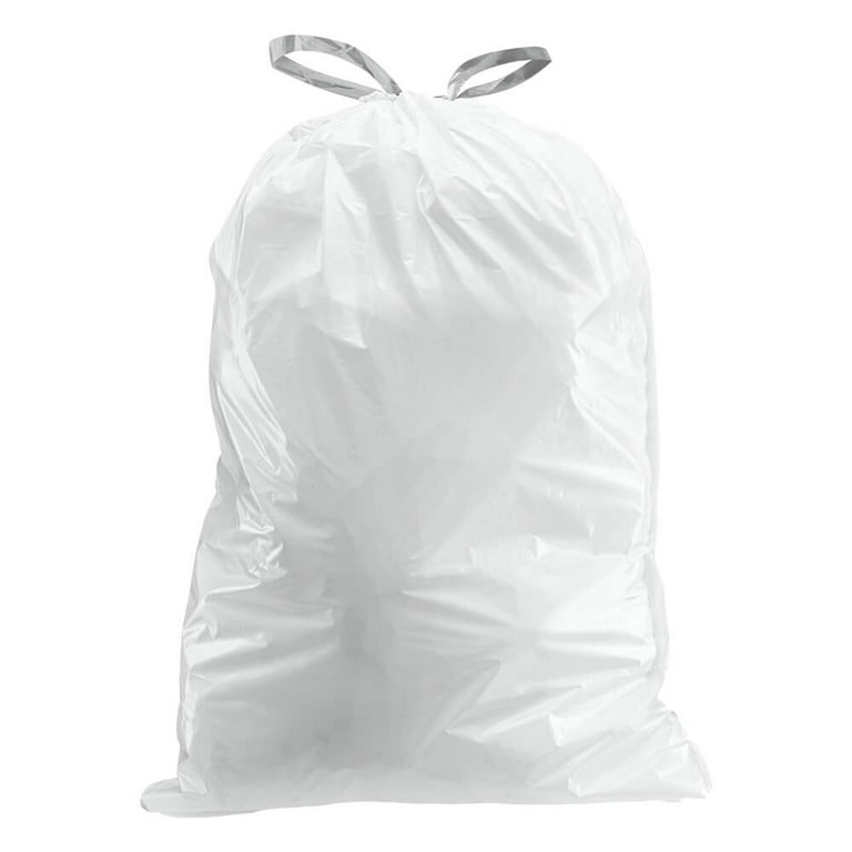 Plasticplace Custom Fit Trash Bags‚ Simplehuman® Code U Compatible (200  Count)‚ White Drawstring Garbage Liners 14.5-21 Gallon / 55-80 Liter‚ 26.5  x