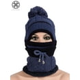 thumbnail image 4 of Luxtrada 2-in-1 Womens Men Winter Scarf Set Winter Hats for Women Warm Cute Fashionable Thickend Knitted Hat Scarf Face Cover Outdoor Winter Skiing Cap Blue, 4 of 6