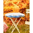 thumbnail image 5 of Round Fitted Tablecloths Fall Thanksgiving Blue Pumpkin Waterproof Table Cover for Kitchen Dining Party Decor Watercolor Maple Leaves,36"-44", 5 of 6