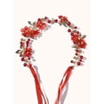thumbnail image 1 of Nvzi Horquillas para el pelo de boda con flores para novias, peinetas con perlas de cristal, pinzas para el pelo, accesorios para el pelo de boda dorados, joyas, color rojo, 1 of 5