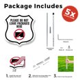 thumbnail image 3 of Please Do Not Leave Packages Here (5 Pack) 12 inch X 12 inch Shield Shaped Commercial Grade Plastic Signs with Aluminum Mounting Stakes Weather Resistant Made in the USA, 3 of 8