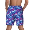 thumbnail image 2 of Lsque Mens Swim Trunks blue Skull purple flower Pattern - Bathing Suit Compression Liner - Beach Swim Shorts Swimwear - (S-3XL) - Stretch Quick Dry -Large, 2 of 9