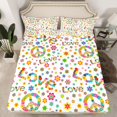 thumbnail image 2 of Feelyou Peace and Love Queen Sheet Sets, Hippie Flower Floral Bed Set, 4-Piece, 2 of 7