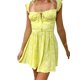 thumbnail image 4 of Lucakuins - Mini vestido de verano para mujer, sin mangas, lazo frontal, busto fruncido, estampado floral, vestido corto de línea A, ropa de playa Lucakuins  moda, 4 of 9