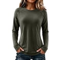 thumbnail image 2 of Lyfzbd Women Long Sleeve Crewneck Tops Base Thermal Underwear Shirt Casual Layer Blouses Versatile Soft Shirt, 2 of 9