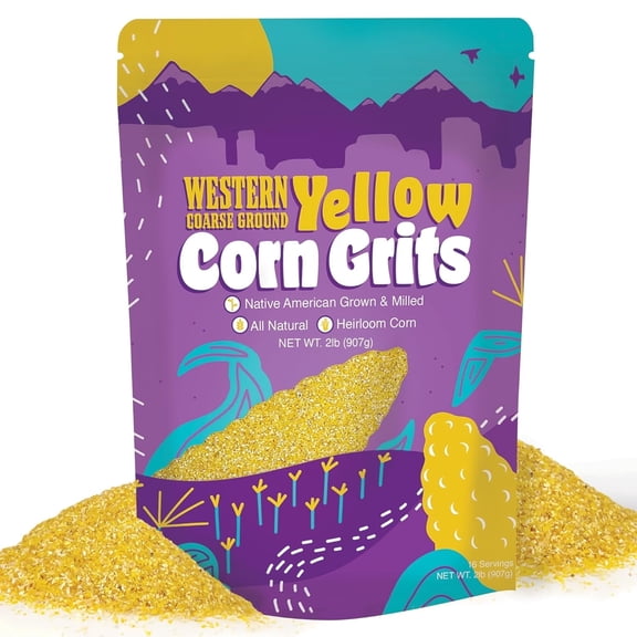 Western Yellow Corn Grits Old Fashioned Coarse Ground Whole Grain Non-GMO Gluten Free 32oz