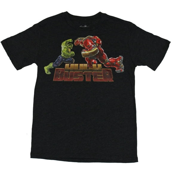 The Avengers (Marvel Comics) Mens T-Shirt - Hulk Buster Full Color Fight Image (Medium)
