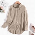 thumbnail image 4 of YANGXINX Womens Dress Shirts Long Sleeve Button Down Elegant Free Collared Work Office Solid Blouses Dressy Casual Relaxed Fit Tops, 4 of 6