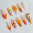 thumbnail image 3 of Sunset Glow,Custom Press On Nails, Almond Stiletto Square Nails, 3D Luxury Nail Art, Elegant Acrylic Nails, Spring Wedding Gift, Handmade Nail Set,Size M, 3 of 7
