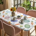 thumbnail image 3 of Easter Eggs Table Cloths for 5 Foot Rectangle Tables, Spring Carrots Botanical Flowers Butterfly Patio Waterproof Elastic Fitted Tablecloths, Washable Rectangular Table Cover for Camping, 3 of 8
