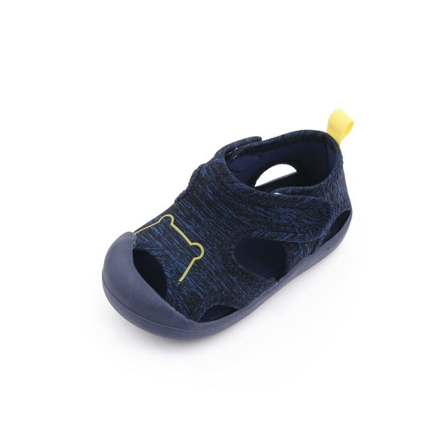 Woobling Infant Crib Shoes Rubber Sole Sandals Magic Tape Summer Shoe Lightweight Flats Beach Flat Sandal Navy Blue 6.5C