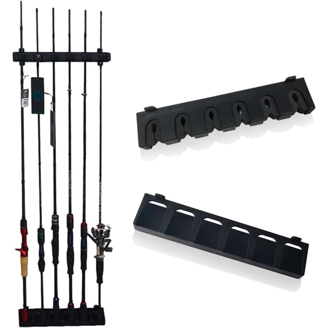 Soportes para cañas de pescar montados en la pared, soporte vertical para caña de pescar para garaje y barco, soporte para caña de pescar (negro)