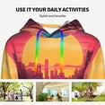 thumbnail image 6 of KLL Neon Sunset Cyberpunk Cityscape for Womens Pullover Hoodie with Pocket Hooded Long Sleeve Shirts Sweatshirt for Women-X-Large, 6 of 7