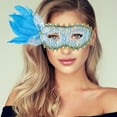 thumbnail image 5 of Unique Bargains 1 Pc Side Feather Masquerade Princess Half Face Party Mask for Masquerade Party Blue, 5 of 5