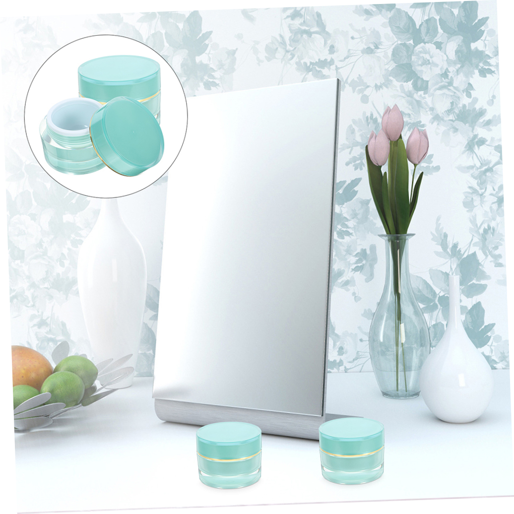 ELAYARD 4Pcs Blue Acrylic Wide Mouth Cream Jars Refillable Leak Proof Containers for Travel