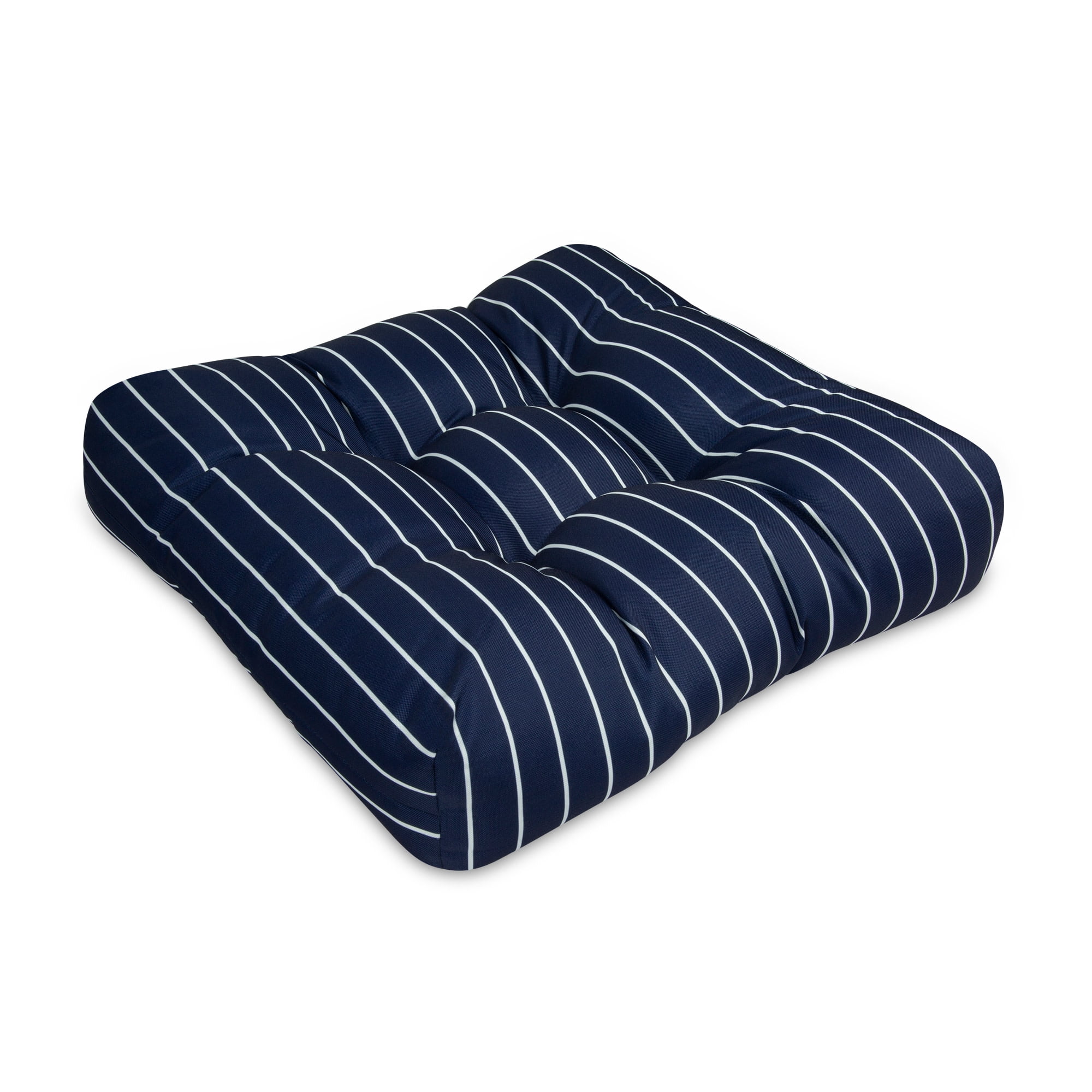 Classic Accessories Patio Seat Cushion, 2 Pack, Classic Navy, Stripe, 19"W