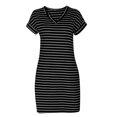 thumbnail image 4 of Qiopertar Robe Décontractée à Manches Courtes, Col en V, Rayée, Droite, Ample, Mode, Grandes Économies de Vacances! à Moins de 5$, jusqu'à 90% de Réduction, 4 of 9