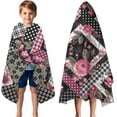 thumbnail image 3 of Pioneer Flower Floral Print Pattern Hooded Bath Towel，50"x30" for Ages 3 To 12 Kids, Quick Dry Lightweight Soft Microfiber Hood Beach Towel Cover Up for Kids, 3 of 7