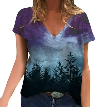 

adviicd Corset Tops For Women Women s Solid Short Sleeve Boat Crew Neck V Neck Dolman Top Purple XL
