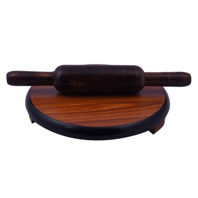 Brown Wooden Chakla, Roti Maker, Rolling Board 9 Inch With Wooden Rolling Pin Or Belan