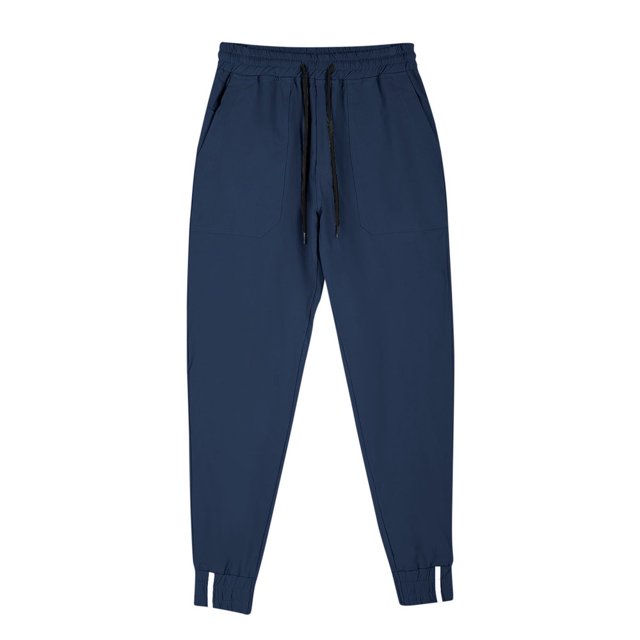JUNWELL Mens Outdoor Sport Pants Casual Fashion Elastic Waist Solid Drawstring Pockets Pants Cuffed Trouser