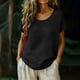 thumbnail image 1 of Craaazy Women's Oversized Short Sleeve Tunic Tops, Lightweight Cotton Linen Casual Shirt, Breathable Crew Neck Blouse for Everyday Outfits Gifts, 1 of 5