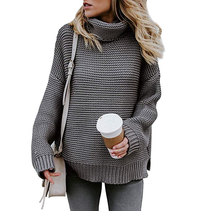 Women's Casual Long Sleeve Chunky Turtleneck Knit Pullover Sweater