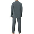 thumbnail image 3 of INSPIRE CHIC Men's 2 Pieces Long Sleeve Button Down Pocket Pattern Pajamas Set M Black White, 3 of 5
