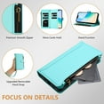 thumbnail image 3 of For iPhone 16 Pro Max Wallet Case with Card Holder & Zipper Pocket – PU Leather Magnetic Flip Folio Cover, 9 Card Slots, Kickstand & Wrist Strap | Retro Purse Style Handbag Phone Case,Mint Green, 3 of 25