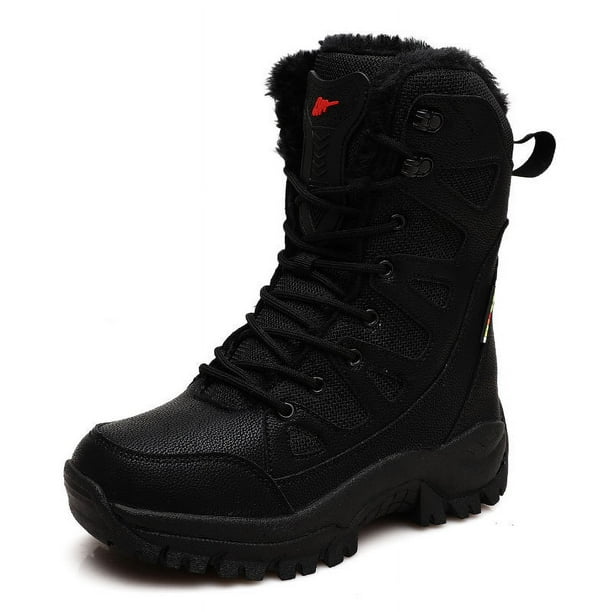 Botas de nieve de gran tamaño para parejas de invierno al aire libre, botas de nieve de caña alta con forro polar grueso para senderismo y mujeres para hombres