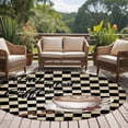 thumbnail image 4 of Farmhouse Coffee Round Area Rug 6Ft Washable Circle Rugs for Bathroom Office, Modern Vintage Coffees Black Brown Plaid Non-Slip Carpet Floor Mats Indoor Outdoor Carpet Runner Aesthetic Home Decor, 4 of 8