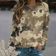 thumbnail image 2 of Women Pullover Hoodless Sweatshirts Camouflage Printed Round Neck Shoulder Long Sleeved Sweatshirt, 2 of 4
