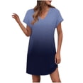 thumbnail image 3 of Bovxnpu Summer Dresses for Women, Short Sleeve T Shirt Dress Casual Mini Dresses, Women V-Neck Pockets Button Dress Short Sleeve Dress, 3 of 6