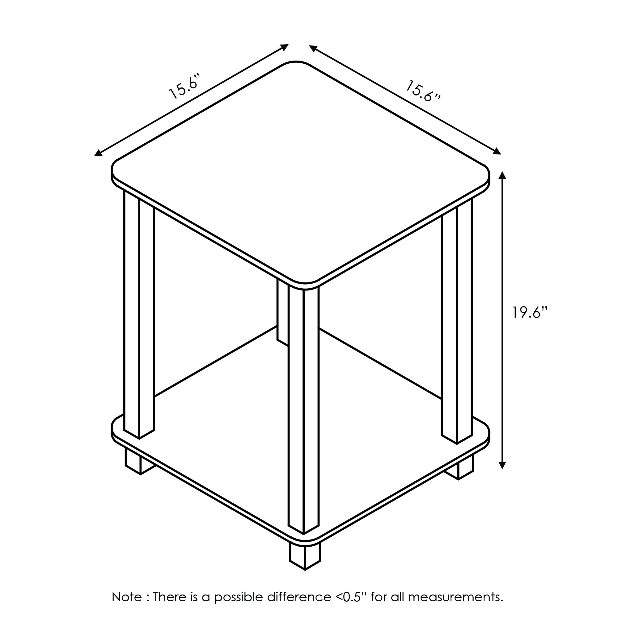 Furinno Simplistic End Table, Set of Two, Espresso/Black