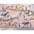 thumbnail image 2 of Soimoi Pink Georgette Viscose Fabric Mix Dog Print Sewing Fabric Yard 44 Inch Wide, 2 of 3