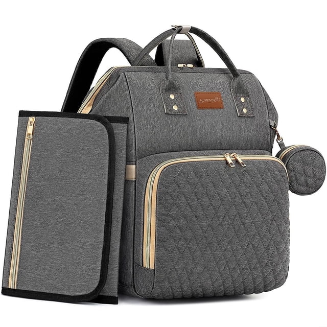 Mochila para pañales ROSEGIN para bebé, grande, impermeable, gris